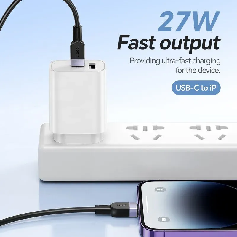 hoco X109 27W Silikon USB-C-auf-Lightning-Ladekabel – 1 m – Schwarz