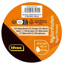 IDENA Transparenter Nylon-Faden auf Spule 0,3 mm 100 m