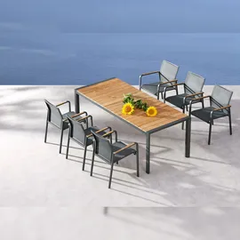 BEST Freizeitmöbel Paros Gartentische 160 x 90 x 76 cm anthrazit/Teak