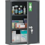 Wandmontierter Medizinschrank Mit Schloss, 3-stöckiger Stahlschrank, 40 X 15 X 53,5 Cm, Anthrazitgrau