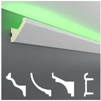 HEXIM Eckprofil LED-14 (LED Stuckleisten - Indirekte Beleuchtung, Deckenleisten aus PU, leicht & lichtundurchlässig - 1 Stück / 2 Meter) LED-14 / 65x65