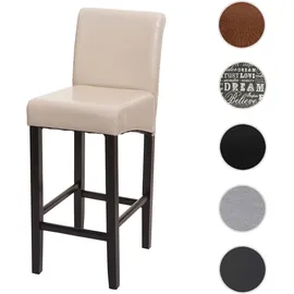 Mendler Barhocker HWC-C33, Barstuhl Tresenhocker, Holz FSC®-zertifiziert ~ creme, dunkle Beine, Kunstleder