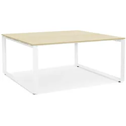 Kadima Design Bürotisch 160x160 cm | Quadratisch Co-Working Homeoffice | Ergonomisch Stauraum | Beige-Weiß | Arbeitstisch