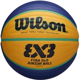 Wilson Basketball FIBA 3X3 Replica JUNIOR, Größe: 5, Gummi, Für den Innen- und Außenbereich, Gelb/Blau, WTB1133XB
