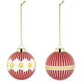 Alessi Delight NZ04SET1 – Set aus Zwei Christbaumkugeln, aus Mundgeblasenem Glas, Durchmesser 6 cm, Rot, Weiß, Gold