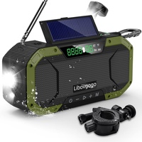 Libovgogo DF-580Pro 5000mAh Kurbelradio mit Handyladefunktion Solar, 7W IPX5 Waterproof Bluetooth Lautsprecher,Tragbares Auto Scan AM/UKW Notfallradio mit Taschenlampe LED-Leselampe Outdoor Camping
