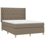 vidaXL Boxspringbett mit Matratze & LED Taupe 140x200 cm Stoff