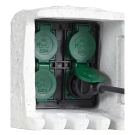 UBBINK Stone Decor Steckerstein 4-fach-Außensteckdose max. 3680 W Grau-Weiß