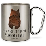 Mr. & Mrs. Panda Tasse Bär Verlust - Transparent - Geschenk, Karabiner, Teddy, Bär Verlust T, Edelstahl, Stilvolle Motive