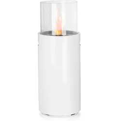 Bio Ethanol Kamin Stand Ø34cm x 86,5cm weiß 1L Ethanolkamin Glasfeuer Ofen Feuer