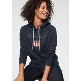 GANT Sweatshirt » SHIELD SWEAT HOODIE«, mit großer Label-Applikation vorne Gr. S (36), marine, , 76447529-S