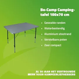 Bo-Camp Campingtisch Höhenverstellbar 100x70 cm Grau