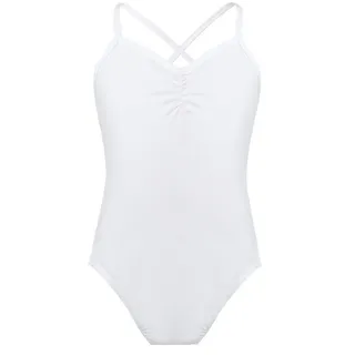 Freebily Kinder Ballettanzug Turnanzug Ballett Trikot ärmellos Tanz Body Mädchen Ballettoutfit Gymnastikanzug in Grö. 98-164 Weiß 152-164/12-14 Jahre