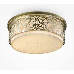 Maytoni Moderne Deckenleuchte Venera 5xE27 excl.aus Baumwolle auf PVC Farbe Lein und Metall Messing 60W für Küche, Schlafzimmer, Wohnzimmer, Esszimmer, Lobby