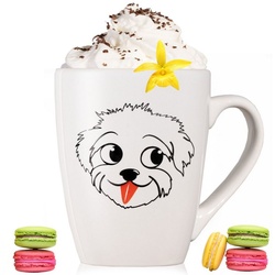 PLATINUX Tasse Kaffeetasse mit Hunde Motiv „Einstein“, Keramik, Tasse mit Griff 250ml Teetasse Kaffeebecher Teebecher aus Keramik grau