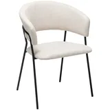 Livetastic Armlehnstuhl, Schwarz, Beige, Metall, Textil, Rundrohr, 57x77x58 cm, Esszimmer, Stühle, Esszimmerstühle, Armlehnenstühle