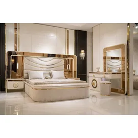 xlmoebel Elegantes Schlafzimmer Set aus Holz in Weiß mit Nachttischen