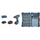 Bosch Professional Akku-Bohrschrauber GSR 18V-28 (inkl. 2x2,0 Ah Akku, Ladegerät GAL 18 V-20) + 40-tlgs. Bohrer Bit Set (Pick and Click, extra harte Schrauber Bits, mit Universalhalter)