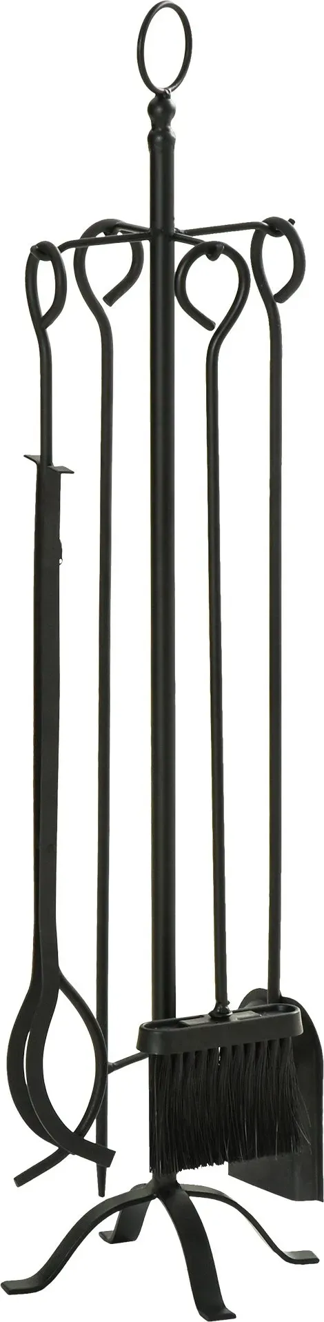 Outsunny 5-teiliges Kamingarnitur Set, Kaminbesteck aus Metall in Schwarz, ideales Kamin Zubehör für Kaminofen & Innenräume   Aosom.de