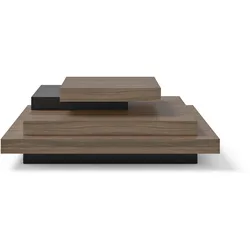 Couchtisch TEMAHOME "Slate, moderner einzigartiger Sofatisch, Wohnzimmertisch", schwarz (nussbaum, schwarz), B:110cm H:30cm T:110cm, Tische, im modernem tollen Holzdesign, Breite 110 cm