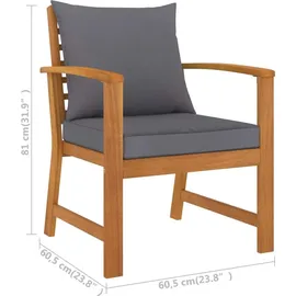 vidaXL Garten-Lounge-Set 5-tlg. grau Akazie