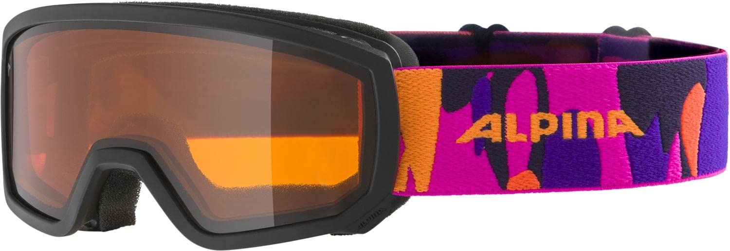 Alpina PINEY - Beschlagfreie, Extrem Robuste & Bruchsichere Skibrille Mit 100% UV-Schutz Für Kinder, black-pink matt, One Size