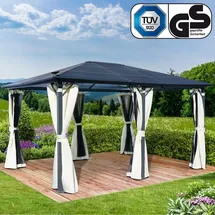 Brast Alu Pavillon PREMIUM 3,6 x 4,8 m inkl. 4 Seitenteile Beige