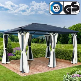 Brast Alu Pavillon PREMIUM 3,6 x 4,8 m inkl. 4 Seitenteile Beige