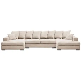 kaiser möbel Ecksofa mit schlaffunktion und bettkasten, Sofa U-form, Couch U-form Gabon stoff Zoom Creme - Creme
