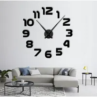 R&M ORIENT® 3D Wanduhr große Moderne Mute DIY – Luxus Dekoration Geschenk – Wandtattoo – Uhren für Büro Wohnzimmer Schlafzimmer Dekoartikel Home Office Quarzuhr (E-Schwarz)
