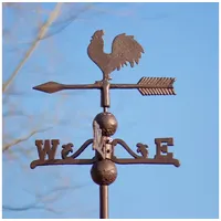 Antikas Wetterhahn, Wetterfahne, Gusseisen mit Standfuss, Windspiel für Dach