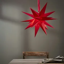 Papierstern December 3D Stern mit Band Weihnachtsstern Faltstern D: 35cm rot