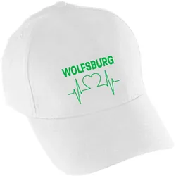 multifanshop Baseballcap - Wolfsburg - Herzschlag - Druck grün - Mütze