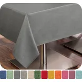 Beautex Tischdecke Leinenoptik wasserabweisend, fleckabweisend und pflegeleicht (1-tlg) grau Rund | 140 cm x 140 cm