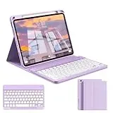 zoyu Hülle mit Tastatur für iPad 11. Generation 2025 A16 / iPad 10. Generation 2022 10,9 Zoll, Magnetische Anti-Detach Tastatur Hülle, QWERTZ Layout Keyboard, Violetter Lila