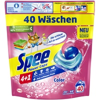 Spee Power Caps Color 4 + 1 (40 Waschladungen), Colorwaschmittel für Buntwäsche & Dunkles, vordosiertes Waschmittel vereint Reinheit, Strahlkraft, Frische & Nachhaltigkeit