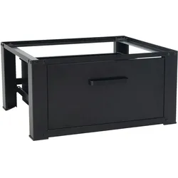 DELUKE® Waschmaschinen Untergestell mit Schublade RAGO - Stahl, für 150kg Universal Waschmaschinen Unterschrank Waschmaschinen Sockel Schwarz
