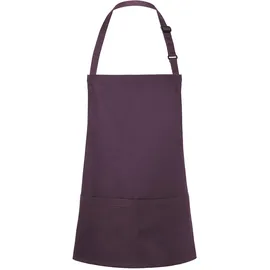 KARLOWSKY BLS 6 PURE Kurze Latzschürze BASIC mit Schnalle und Tasche, 65% Polyester/35% Baumwolle, Aubergine, Einheitsgröße
