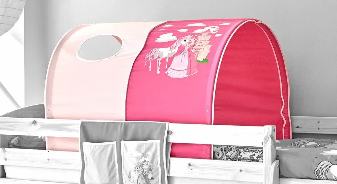 Betttunnel TICAA, pink, B:89cm H:75cm L:100cm, Baumwolle, Spieltunnel