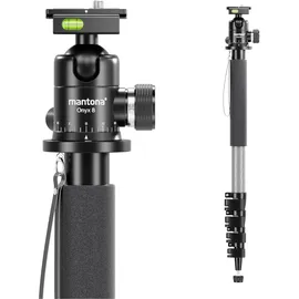 walimex pro 1983 Carbon Einbeinstativ + Onyx 8 Kugelkopf Stativkopf Reisestativ (Carbon, Kunststoff, Metall), Stativ, Schwarz