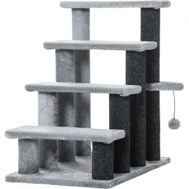PawHut Katzentreppe 4-stufige Haustiertreppe Grau 60 x 40 x 64 cm