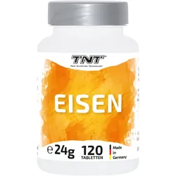 TNT Eisen 18mg. Trägt u.a.  zur Verringerung von Müdigkeit und Erschöpfung bei.