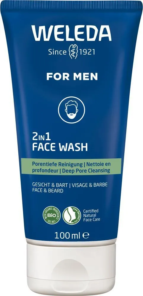 Weleda For Men 2in1 Face Wash - erfrischende porentiefe Reinigung für Gesicht und Bart