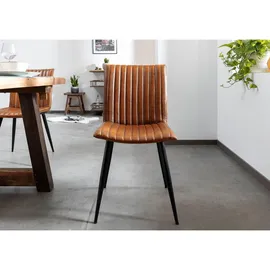 Massivmoebel24 Polsterstuhl Leder cognac