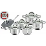 DMS® 12 teilig Edelstahl Kochgeschirr Induktion Kochtopf Topfset mit Deckel Topf