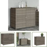 Gartenschrank Grau 83x45x76 cm Poly Rattan - Outdoor-Schrank - Gartenschrank - Stauraum - Gartenorganisation - Wetterfest - The Living Store