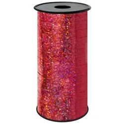Geschenkband / Ballonband / Polyband / Kräuselband - holografisch rot 92m