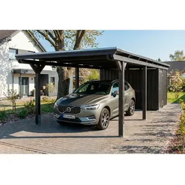 SKANHOLZ Emsland Flachdach Carport 3,40 x 8,46 m anthrazit inkl. Abstellraum