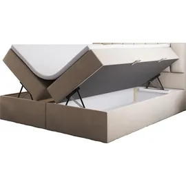 Trada Palermo Boxspringbett 140x200 mit Bettkästen H3 Matratze Hellbeige - Trada