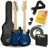 3rd Avenue 1/4-Größe E-Gitarren-Set für Anfänger - 5W tragbarer Verstärker, Kabel, Tasche, Plektren und Gurt - Blau